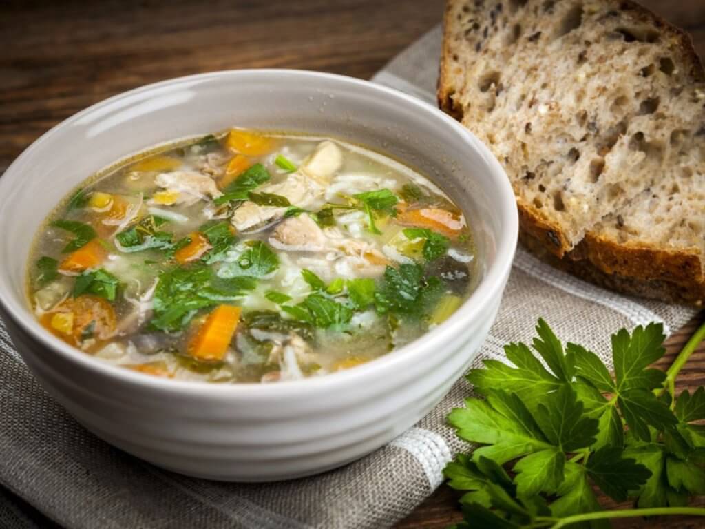 Chicken Soup in a white bowl
