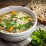 Chicken Soup in a white bowl