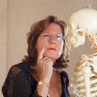 irma jennings with skelly the skeleton